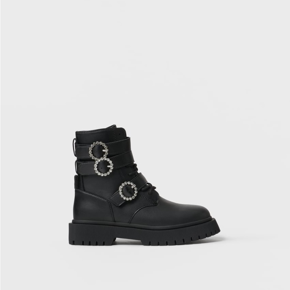 ZARA KIDS/ LACE-UP ANKLE BOOTS WITH RHINESTONES/SIZE 36